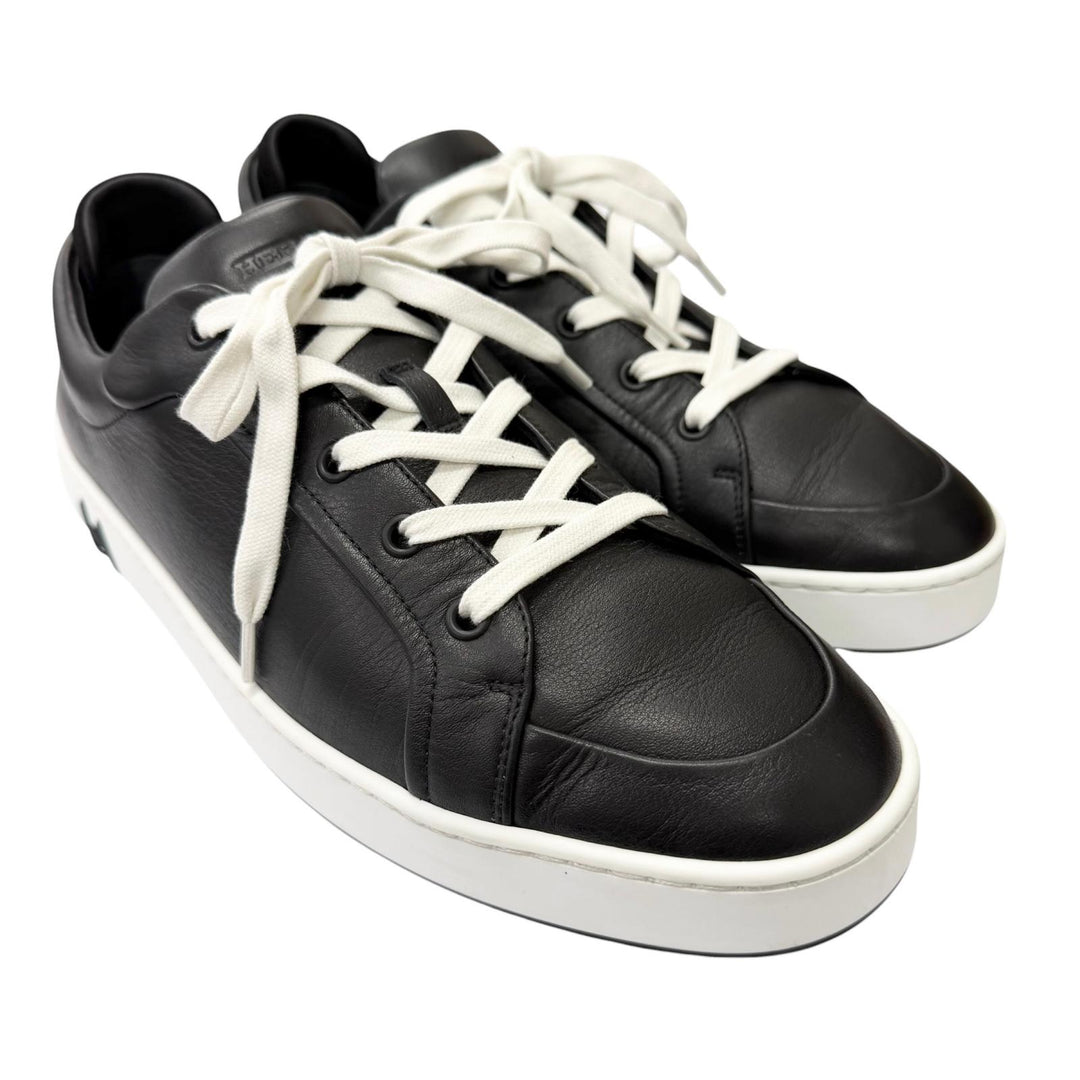 美品□HERMES エルメス H251929ZH01390 キッド レザー Hロゴ レースアップ ローカットスニーカー ブラック 42 イタリア製 メンズ