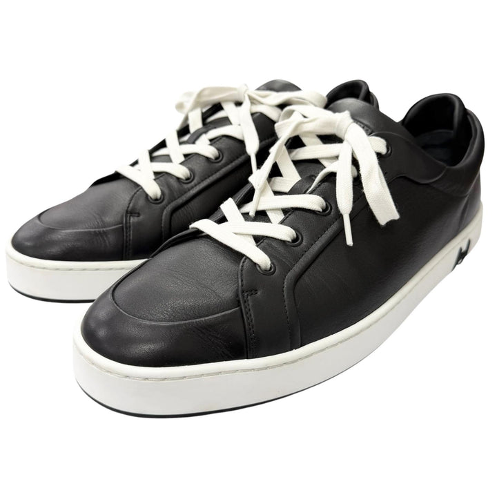 美品□HERMES エルメス H251929ZH01390 キッド レザー Hロゴ レースアップ ローカットスニーカー ブラック 42 イタリア製 メンズ