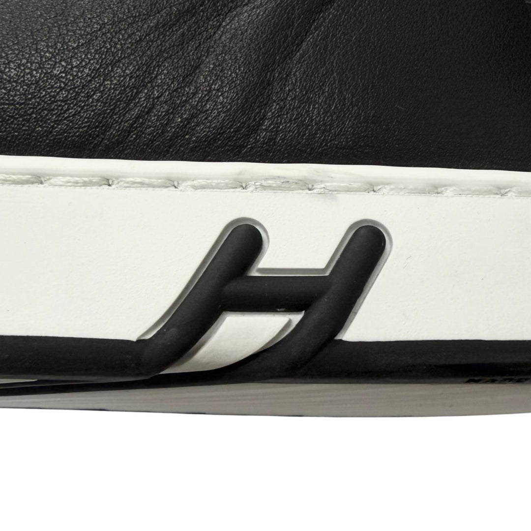 美品□HERMES エルメス H251929ZH01390 キッド レザー Hロゴ レースアップ ローカットスニーカー ブラック 42 イタリア製 メンズ