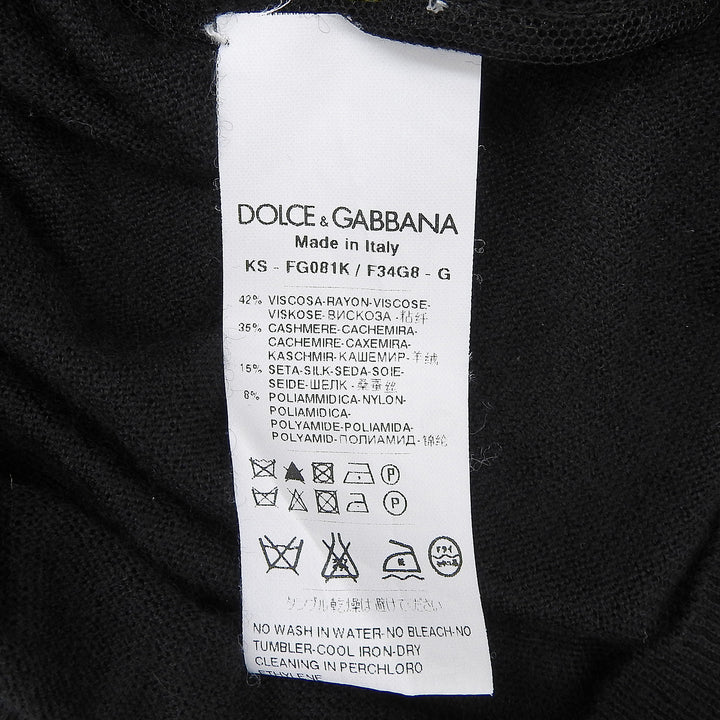 極美品▲DOLCE&amp;GABBANA ドルチェ＆ガッバーナ カシミヤ シルク混 レース カットソー トップス ブラック 38 イタリア製 正規品 レディース