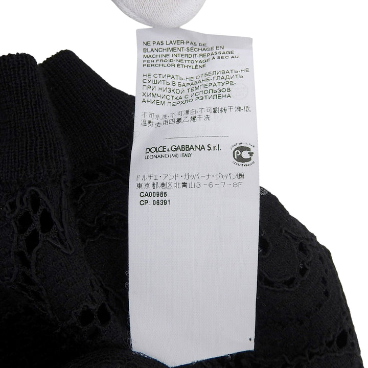 極美品▲DOLCE&amp;GABBANA ドルチェ＆ガッバーナ カシミヤ シルク混 レース カットソー トップス ブラック 38 イタリア製 正規品 レディース
