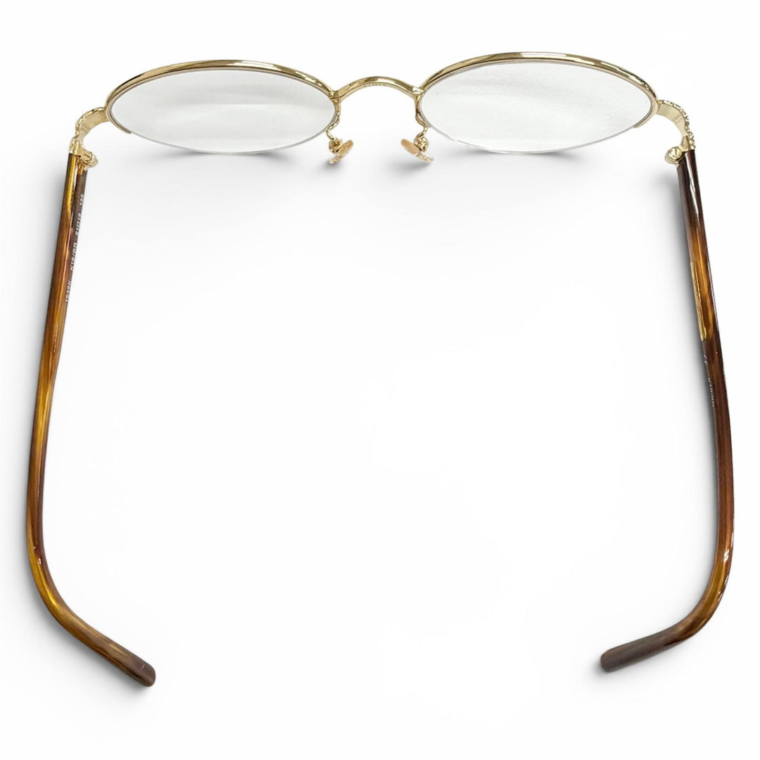 美品△Salvatore Ferragamo サルヴァトーレフェラガモ 1539K K18 750 ガンチーニ メガネ ゴールド ブラウン 51□19 135 度入 総重量28.1g