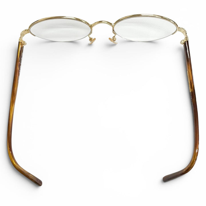 美品△Salvatore Ferragamo サルヴァトーレフェラガモ 1539K K18 750 ガンチーニ メガネ ゴールド ブラウン 51□19 135 度入 総重量28.1g