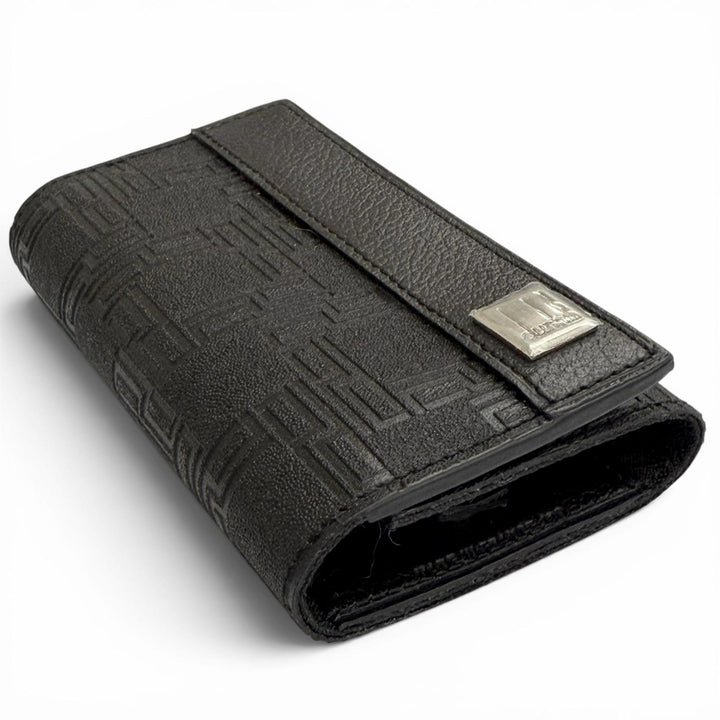 未使用品△Dunhill ダンヒル レザー D9 ロゴプレート 総柄 6連キーフック キーケース ブラック フランス製 メンズ 箱付き オススメ◎