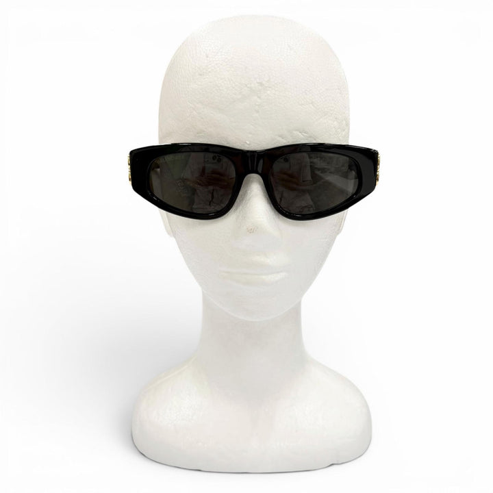 美品▼BALENCIAGA バレンシアガ BB0095S サイドロゴ アイウェア サングラス ブラック ゴールド 53□19-135 デモレンズ イタリア製 メンズ