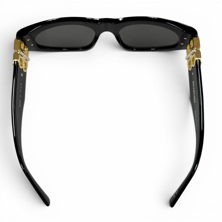 美品▼BALENCIAGA バレンシアガ BB0095S サイドロゴ アイウェア サングラス ブラック ゴールド 53□19-135 デモレンズ イタリア製 メンズ