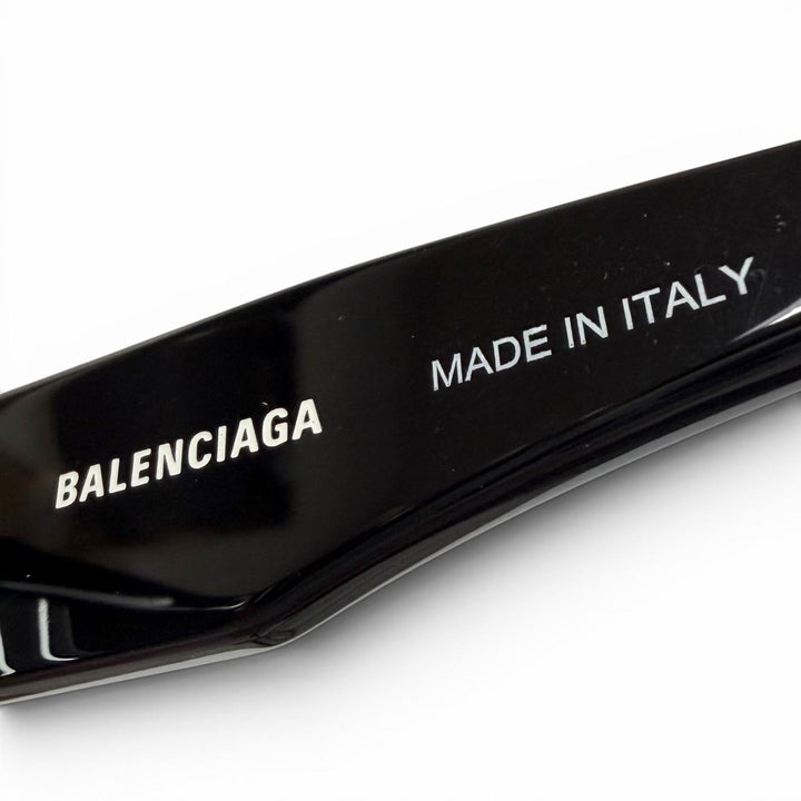 美品▼BALENCIAGA バレンシアガ BB0095S サイドロゴ アイウェア サングラス ブラック ゴールド 53□19-135 デモレンズ イタリア製 メンズ