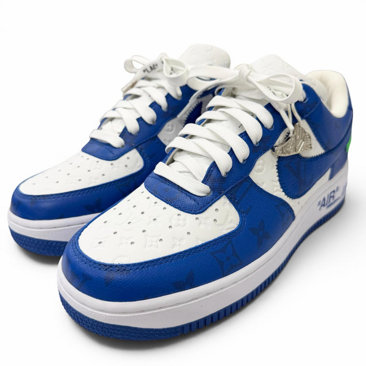 未使用品□LOUIS VUITTON NIKE ルイヴィトン ナイキ Air Force 1 LOW レザー ヴァージルアブロー ローカットスニーカー ブルー 6.5 伊製