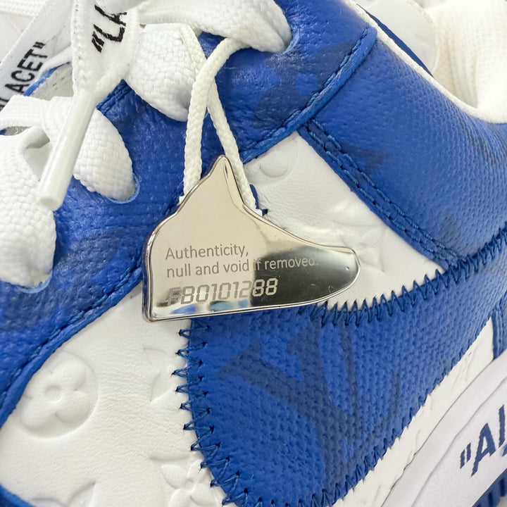未使用品□LOUIS VUITTON NIKE ルイヴィトン ナイキ Air Force 1 LOW レザー ヴァージルアブロー ローカットスニーカー ブルー 6.5 伊製