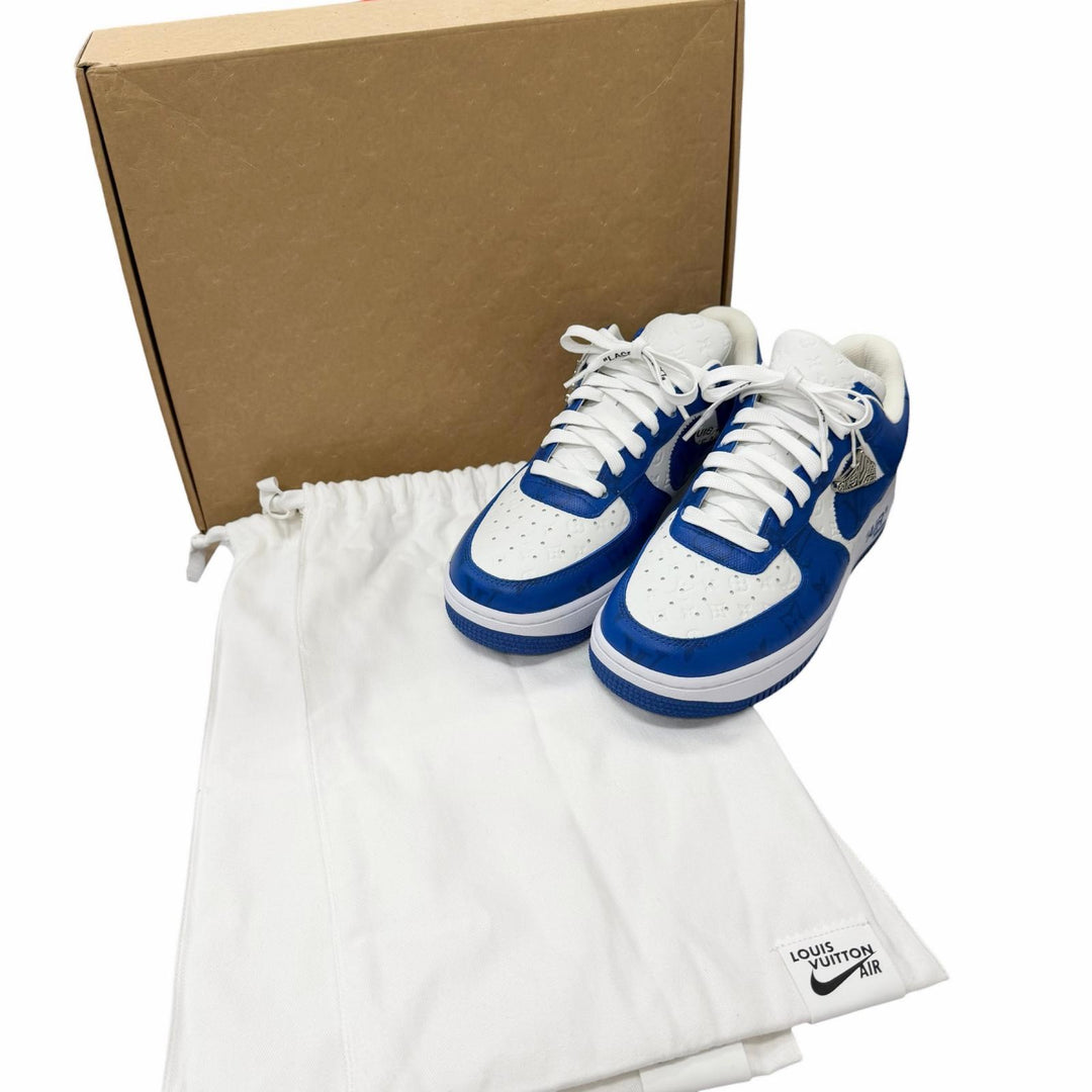 未使用品□LOUIS VUITTON NIKE ルイヴィトン ナイキ Air Force 1 LOW レザー ヴァージルアブロー ローカットスニーカー ブルー 6.5 伊製