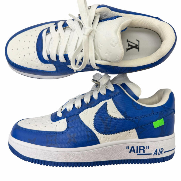 未使用品□LOUIS VUITTON NIKE ルイヴィトン ナイキ Air Force 1 LOW レザー ヴァージルアブロー ローカットスニーカー ブルー 6.5 伊製