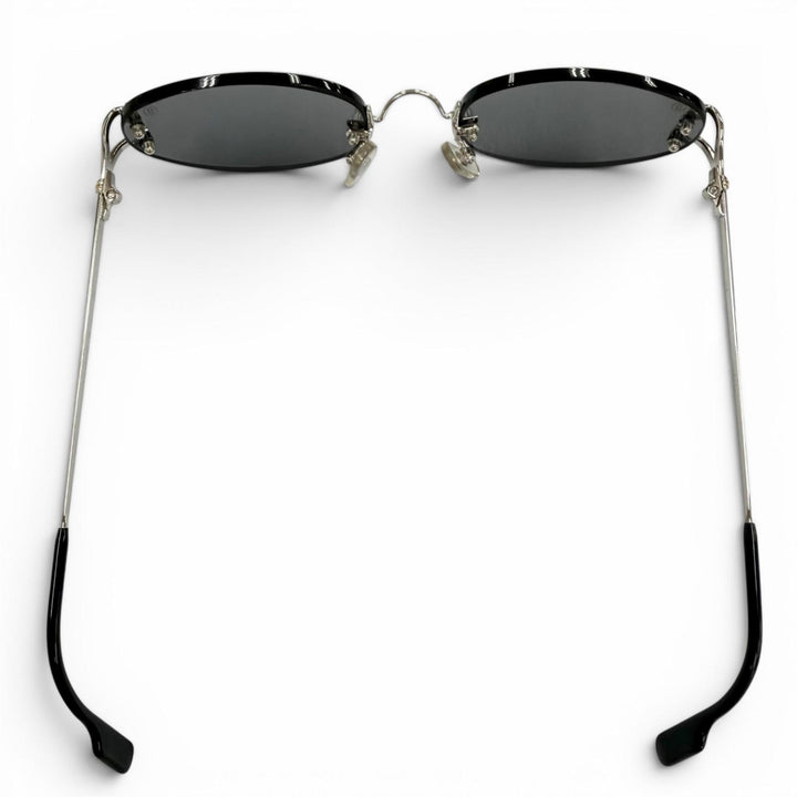 美品▼Cartier カルティエ ツーポイント リムレス アイウェア サングラス シルバー ブラック □18 130 デモレンズ フランス製 メンズ