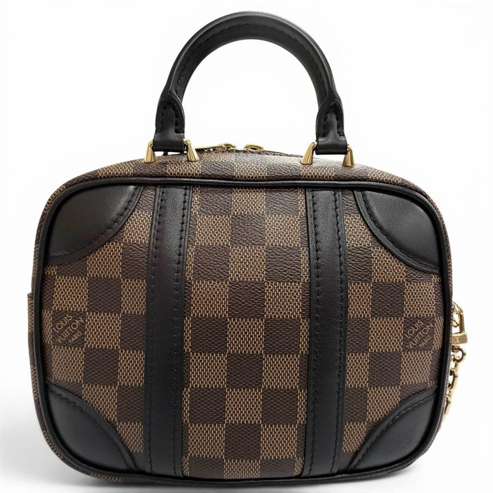 極美品△LOUIS VUITTON ルイヴィトン N50063 ダミエ ヴァリゼット スープル BB ダミエキャンバス ショルダーバッグ ブラウン フランス製