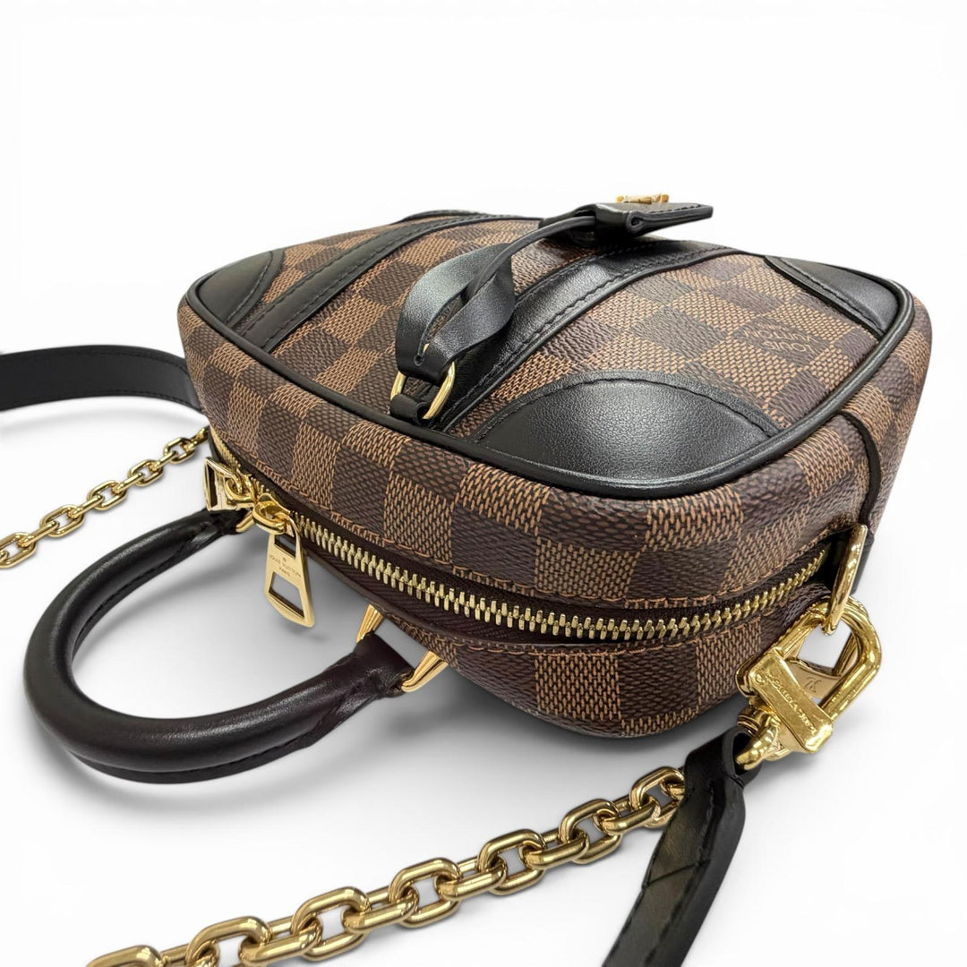 極美品△LOUIS VUITTON ルイヴィトン N50063 ダミエ ヴァリゼット スープル BB ダミエキャンバス ショルダーバッグ ブラウン フランス製