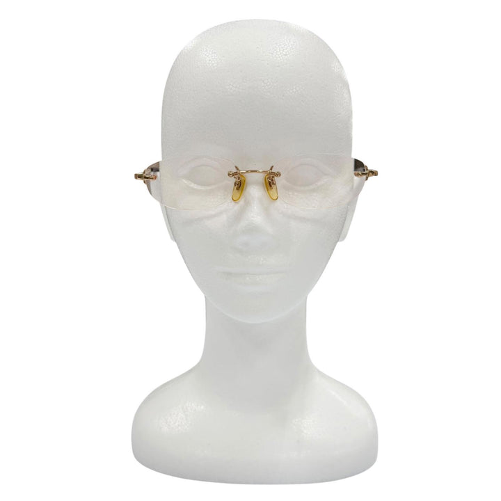 美品▼BVLGARI ブルガリ K18PG ツーポイント リムレス カラーレンズ メガネ 眼鏡 アイウェア ゴールド 54□19 135 度入り 総重量29.6g