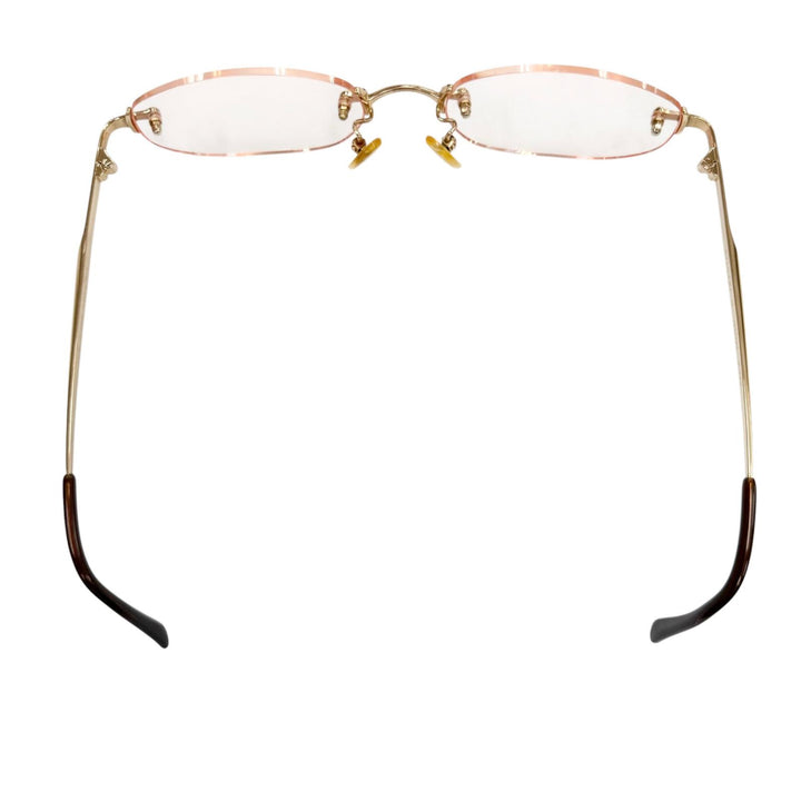 美品▼BVLGARI ブルガリ K18PG ツーポイント リムレス カラーレンズ メガネ 眼鏡 アイウェア ゴールド 54□19 135 度入り 総重量29.6g