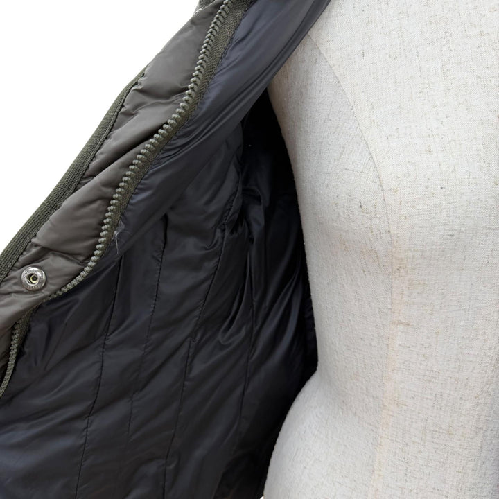 極美品☆MONCLER モンクレール BUIS ロゴワッペン・フード付 ZIP UP ダウンジャケット ダウンコート カーキブラウン 1 レディース