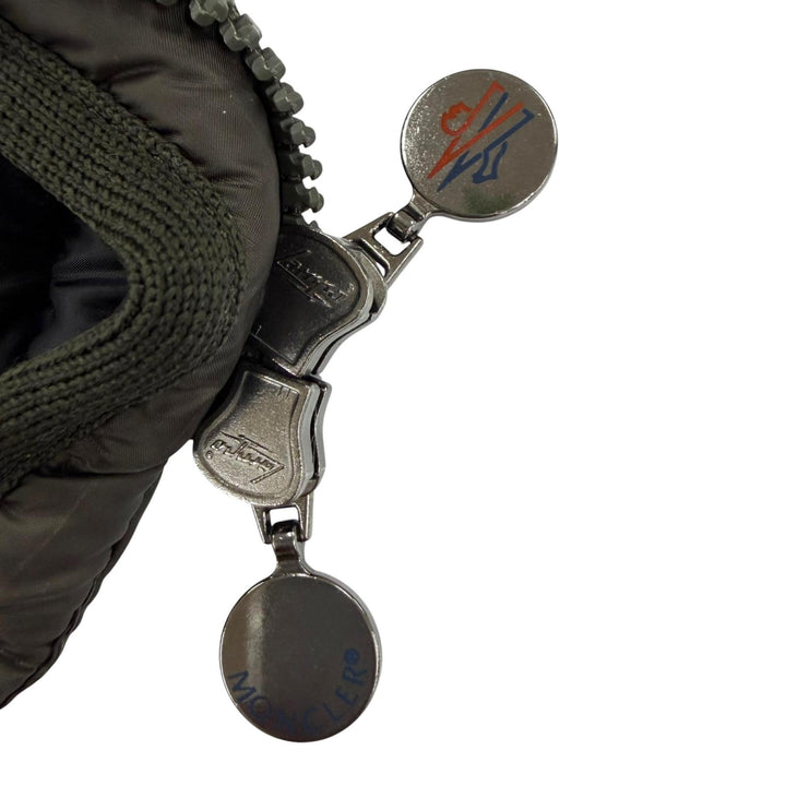 極美品☆MONCLER モンクレール BUIS ロゴワッペン・フード付 ZIP UP ダウンジャケット ダウンコート カーキブラウン 1 レディース