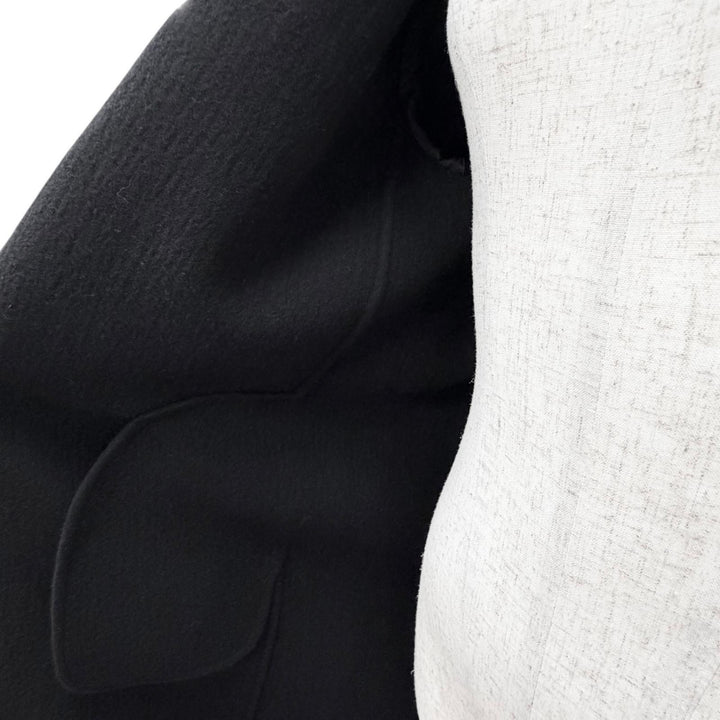 美品△Max Mara マックスマーラ 白タグ バージンウール100％ ベルトラップコート ロングコート シンプル ブラック 36 伊製 レディース