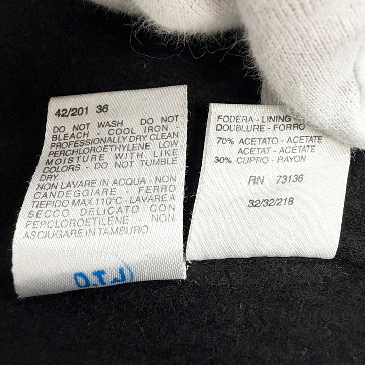 美品△Max Mara マックスマーラ 白タグ バージンウール100％ ベルトラップコート ロングコート シンプル ブラック 36 伊製 レディース