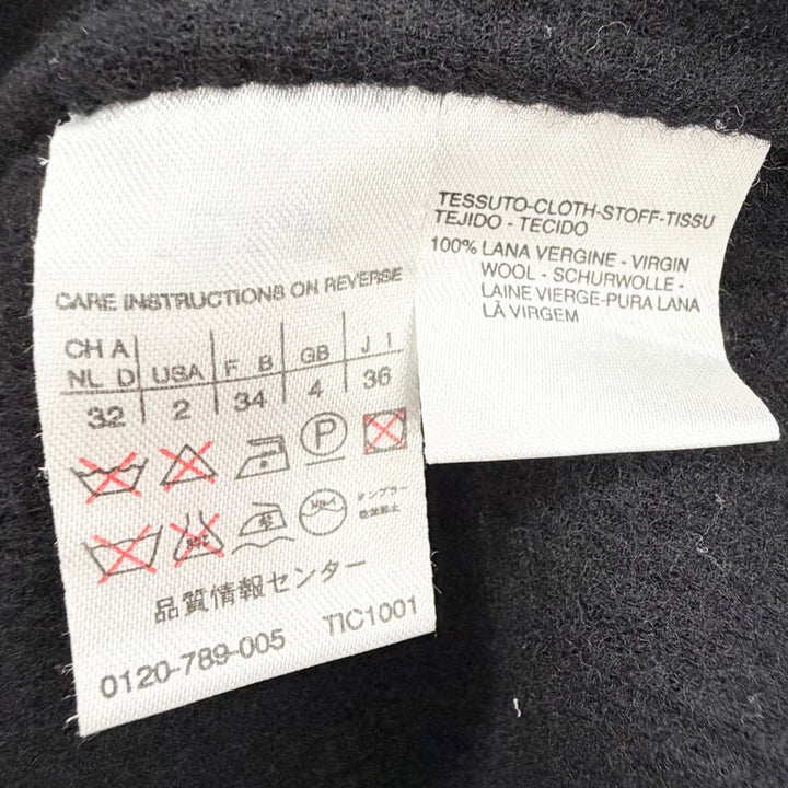 美品△Max Mara マックスマーラ 白タグ バージンウール100％ ベルトラップコート ロングコート シンプル ブラック 36 伊製 レディース