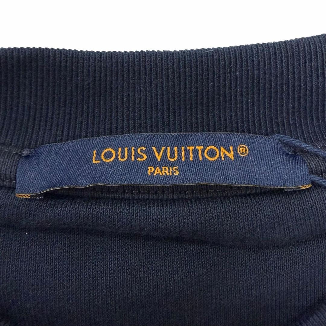 未使用品□LOUIS VUITTON ルイヴィトン 25SS エンブロイダードコットンクルーネック スウェットシャツ ネイビー M イタリア製 正規品