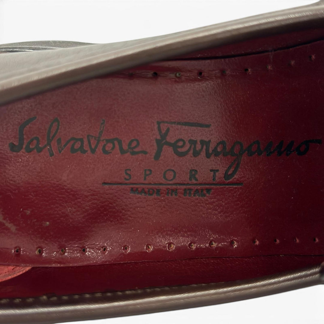 極美品▲Salvatore Ferragamo SPORT サルヴァトーレ フェラガモ スポーツ ALBERT ダブルガンチーニ レザー ローファー 5 伊製 レディース