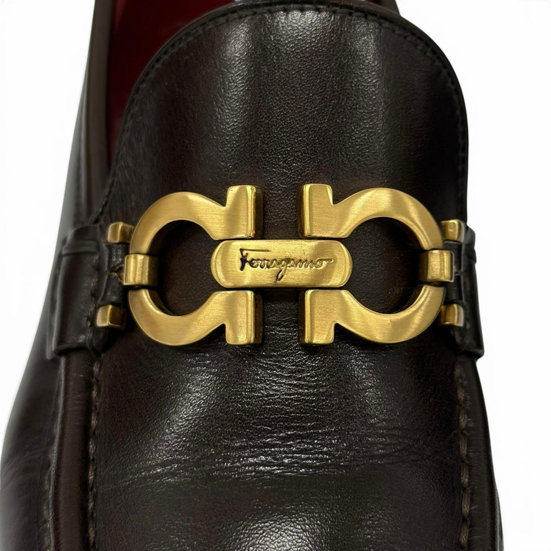 極美品▲Salvatore Ferragamo SPORT サルヴァトーレ フェラガモ スポーツ ALBERT ダブルガンチーニ レザー ローファー 5 伊製 レディース