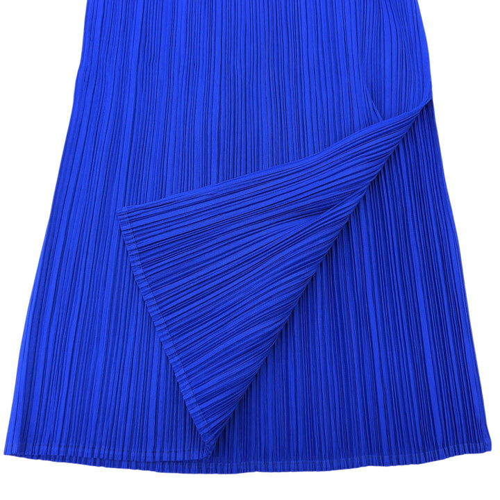 極美品▲PLEATS PLEASE プリーツプリーズ イッセイミヤケ PP11-JH201 ノースリーブ ロング ワンピース ブルー 1 日本製 正規品
