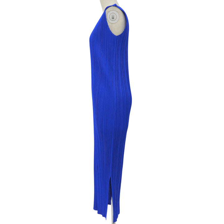極美品▲PLEATS PLEASE プリーツプリーズ イッセイミヤケ PP11-JH201 ノースリーブ ロング ワンピース ブルー 1 日本製 正規品