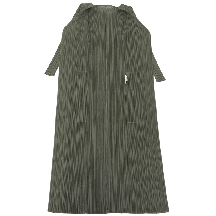 極美品▲PLEATS PLEASE プリーツプリーズ イッセイミヤケ PP63-JA301 ロングカーディガン グリーン 2 日本製 正規品　レディース