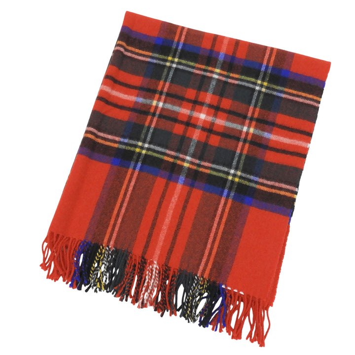 美品▲Johnstons of Elgin ジョンストンズ オブ エルガン 13-7360525 カシミヤ ウール チェック柄 フリンジ付き 大判 マフラー 正規品