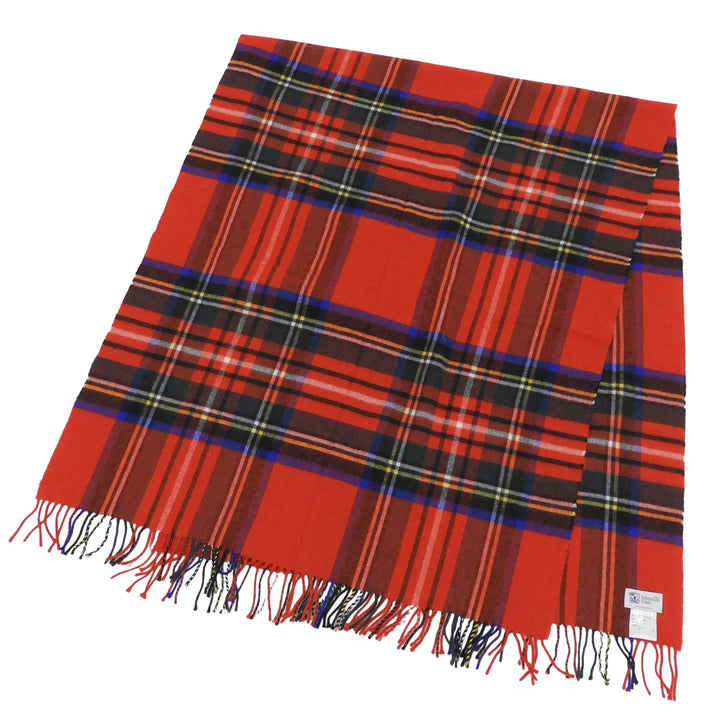 美品▲Johnstons of Elgin ジョンストンズ オブ エルガン 13-7360525 カシミヤ ウール チェック柄 フリンジ付き 大判 マフラー 正規品