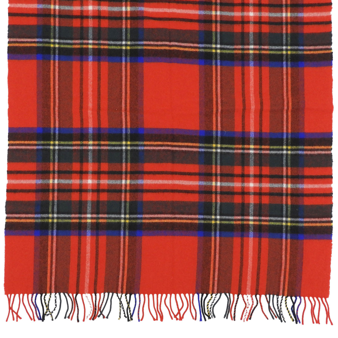 美品▲Johnstons of Elgin ジョンストンズ オブ エルガン 13-7360525 カシミヤ ウール チェック柄 フリンジ付き 大判 マフラー 正規品