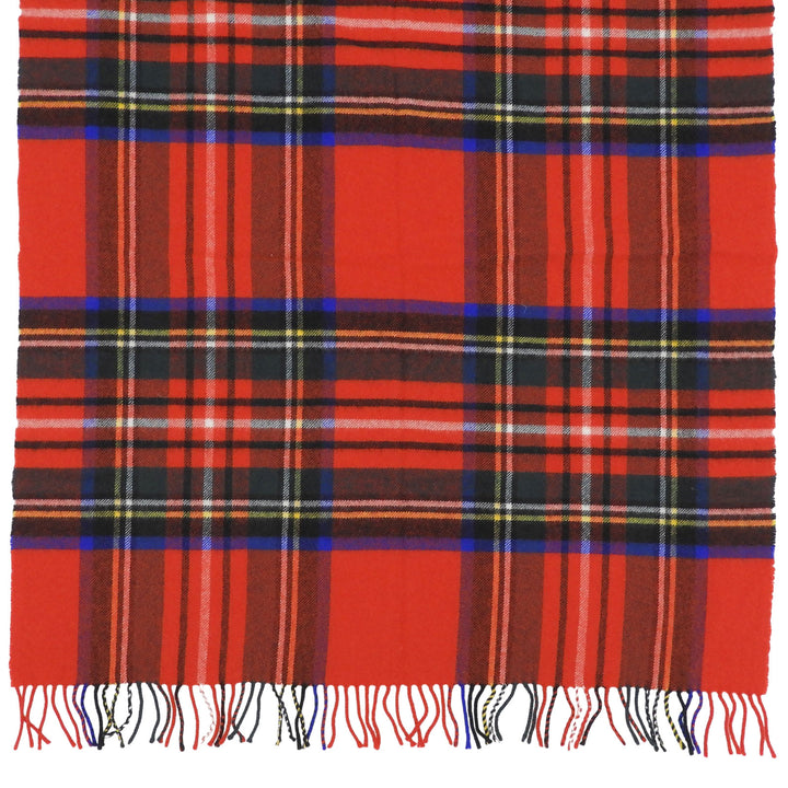 美品▲Johnstons of Elgin ジョンストンズ オブ エルガン 13-7360525 カシミヤ ウール チェック柄 フリンジ付き 大判 マフラー 正規品