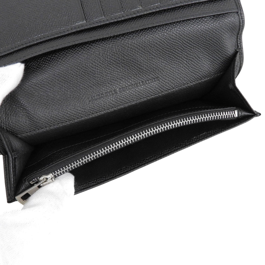 極美品▲BALLY バリー レザー ロゴ金具 ロングウォレット 二つ折り 長財布 ブラック シルバー金具 メンズ 箱付き