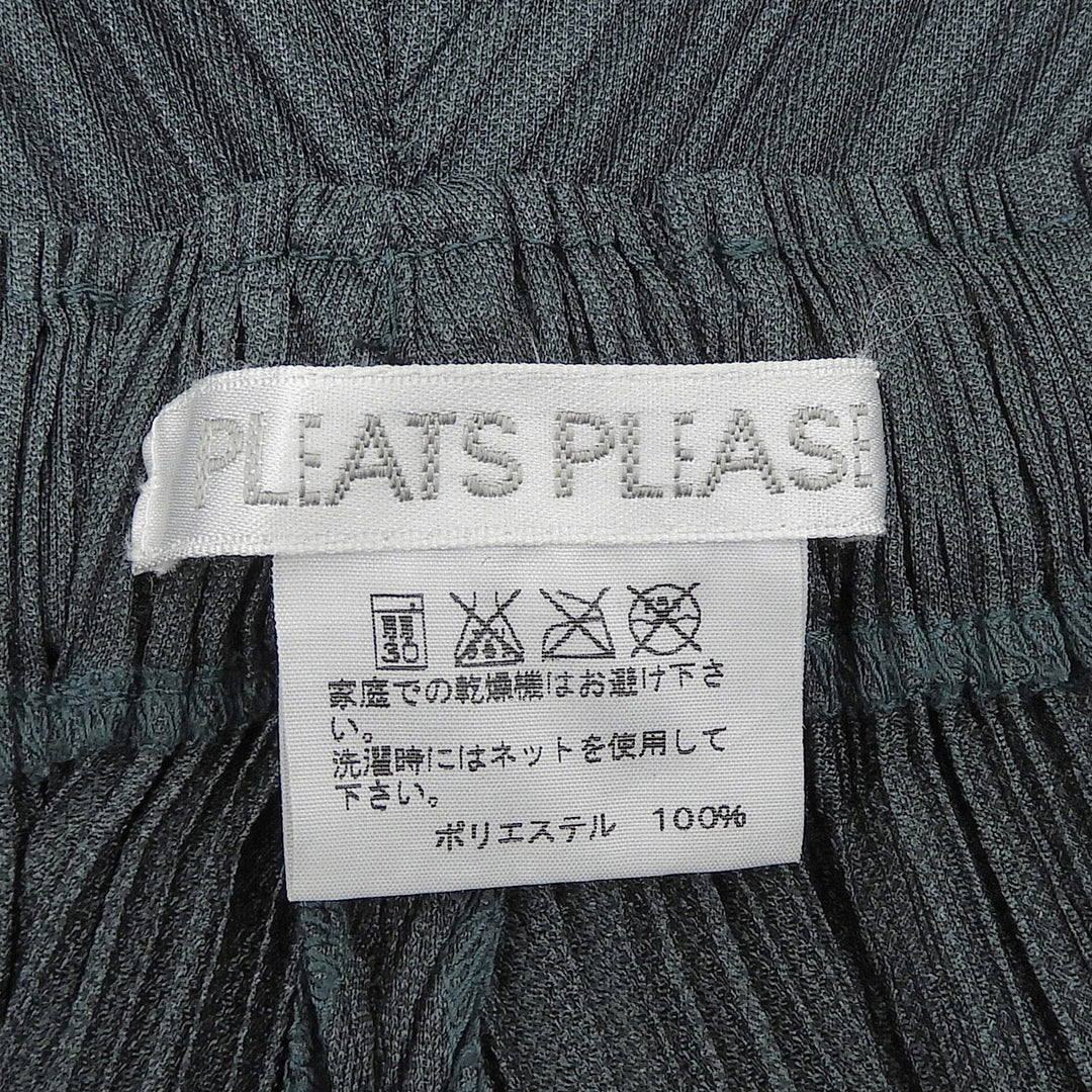 極美品▲PLEATS PLEASE プリーツプリーズ イッセイミヤケ PP21-JF435 プリーツ パンツ グリーン 1 日本製 正規品 レディース