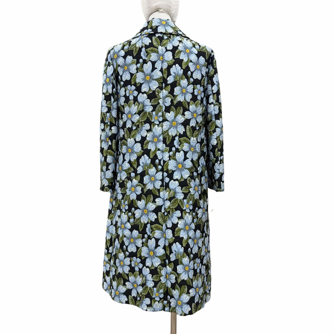 極美品◇DOLCE&amp;GABBANA ドルチェ＆ガッバーナ F0V06Z ストーン付ロゴボタン フラワージャガード コート ブラック マルチ 40 伊製 正規品