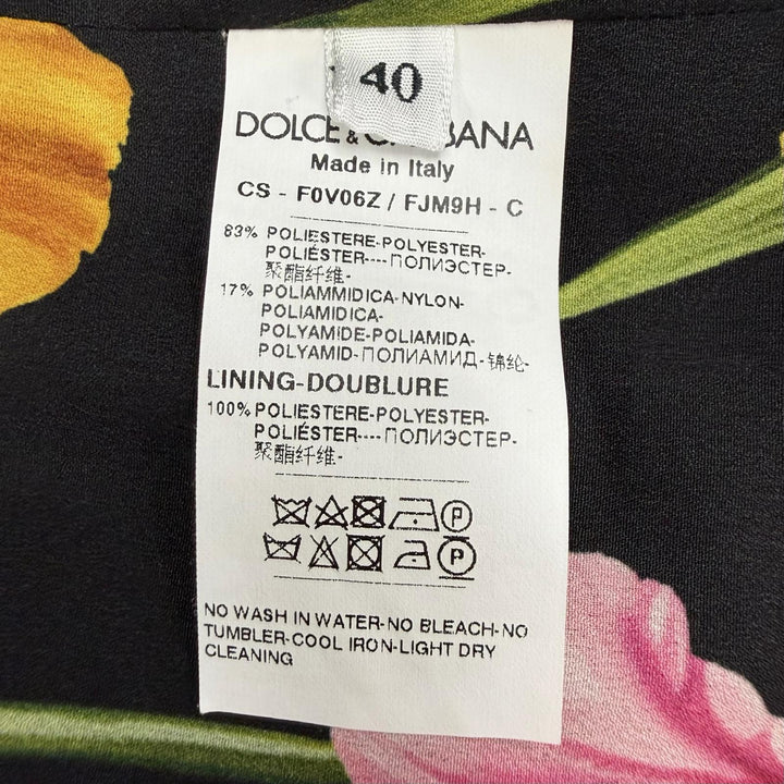 極美品◇DOLCE&amp;GABBANA ドルチェ＆ガッバーナ F0V06Z ストーン付ロゴボタン フラワージャガード コート ブラック マルチ 40 伊製 正規品