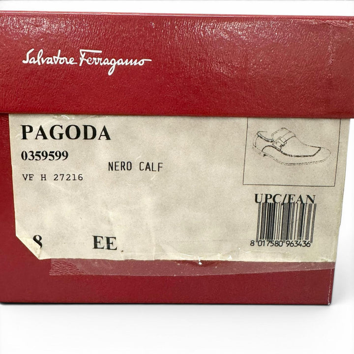未使用品▲Salvatore Ferragamo サルヴァトーレフェラガモ PAGODA ガンチーニ レザー ローファー シルバー金具 8 伊製 箱・保存袋付き