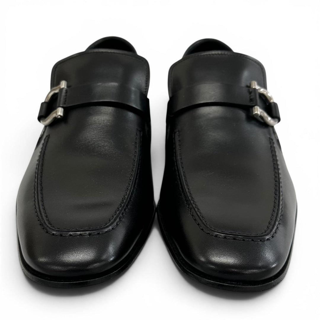未使用品▲Salvatore Ferragamo サルヴァトーレフェラガモ PAGODA ガンチーニ レザー ローファー シルバー金具 8 伊製 箱・保存袋付き