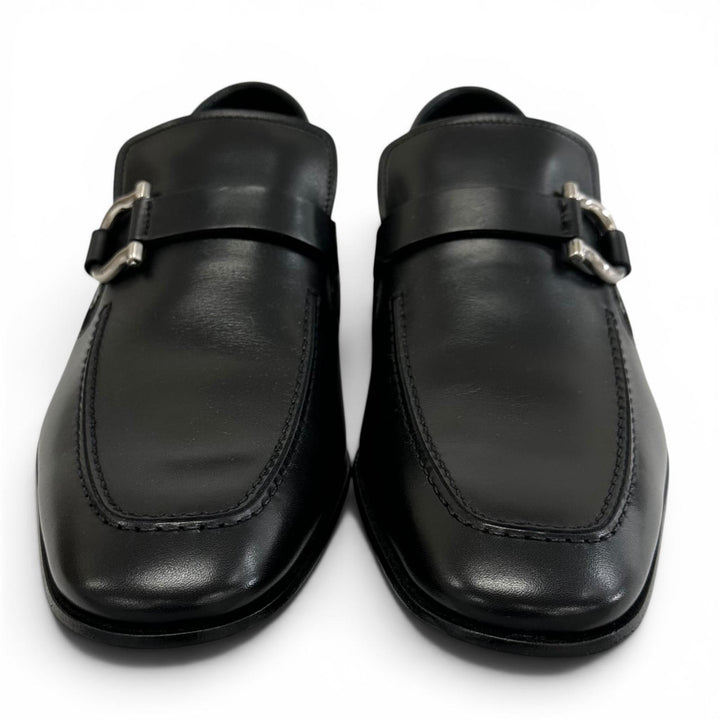 未使用品▲Salvatore Ferragamo サルヴァトーレフェラガモ PAGODA ガンチーニ レザー ローファー シルバー金具 8 伊製 箱・保存袋付き