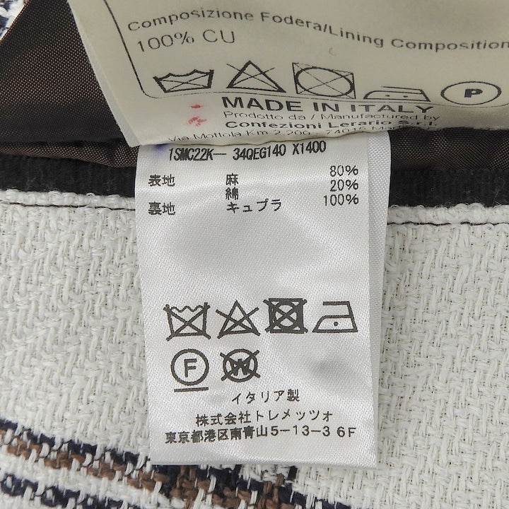 極美品▲TAGLIATORE タリアトーレ 1SMC22K リネン混 格子柄 シングル テーラードジャケット オフホワイト 46 イタリア製 正規品 メンズ