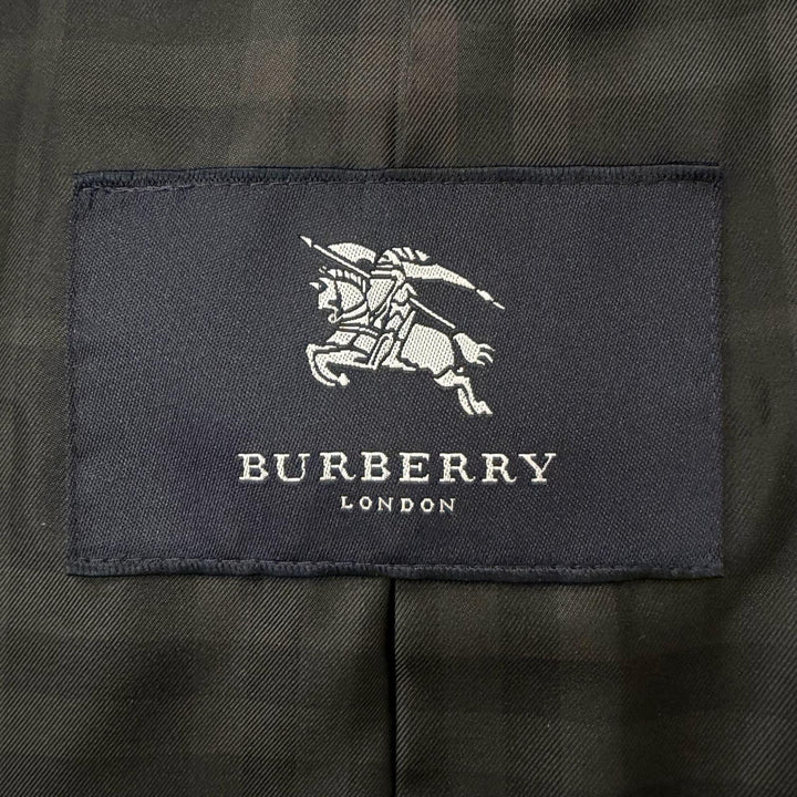 美品□BURBERRY LONDON バーバリーロンドン カシミヤ アンゴラ 裏チェック柄 ステンカラーコート ブラック M 日本製 正規品 メンズ