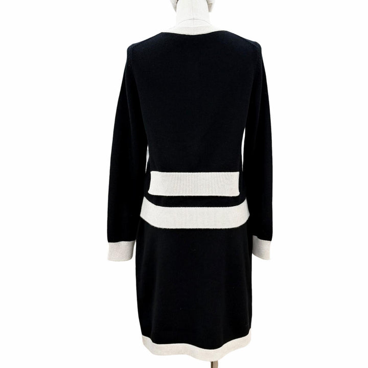 【ドンドン見直し】極美品◇CHANEL シャネル 25AW P80669 P80739 カシミヤ リボン ココマークボタン セットアップ 36 英国製 正規品