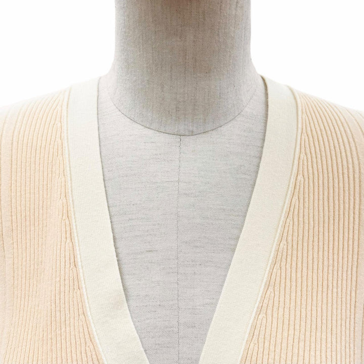 【ドンドン見直し】美品 CHANEL シャネル P78629 ココビーチ ココマークボタン付き カーディガン ベージュ系 34 伊製 正規品 レディース