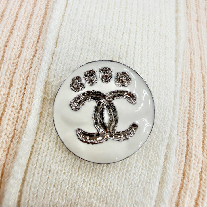 【ドンドン見直し】美品 CHANEL シャネル P78629 ココビーチ ココマークボタン付き カーディガン ベージュ系 34 伊製 正規品 レディース