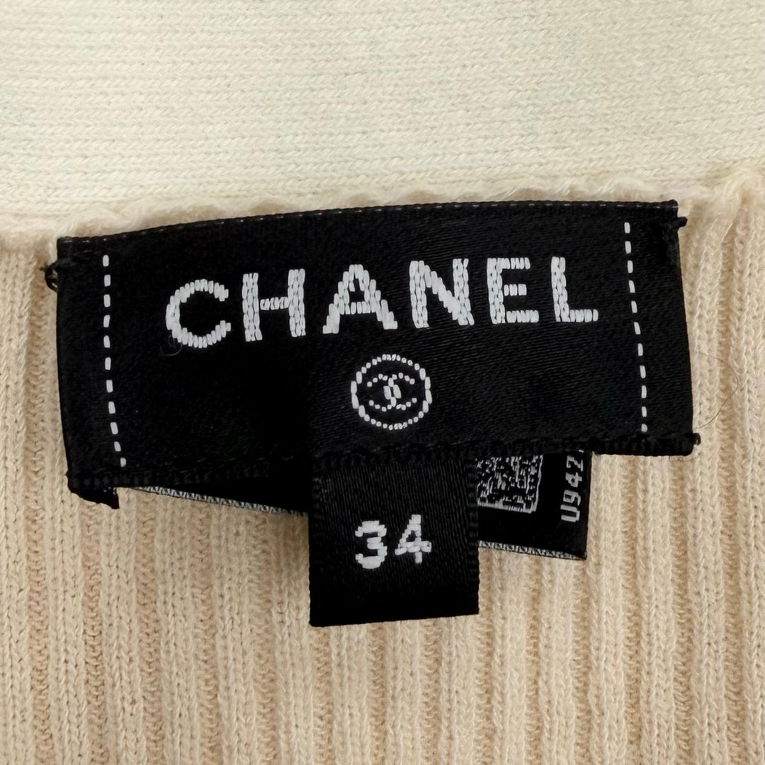 【ドンドン見直し】美品 CHANEL シャネル P78629 ココビーチ ココマークボタン付き カーディガン ベージュ系 34 伊製 正規品 レディース