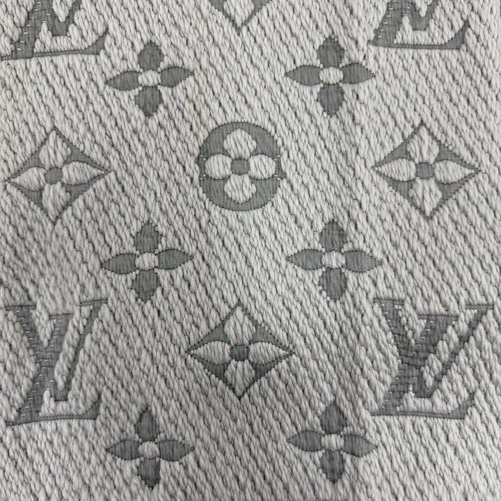 美品☆LOUIS VUITTON ルイヴィトン M74742 エシャルプ ロゴマニア ウール シルク グリペルル フリンジ マフラー イタリア製 箱付き
