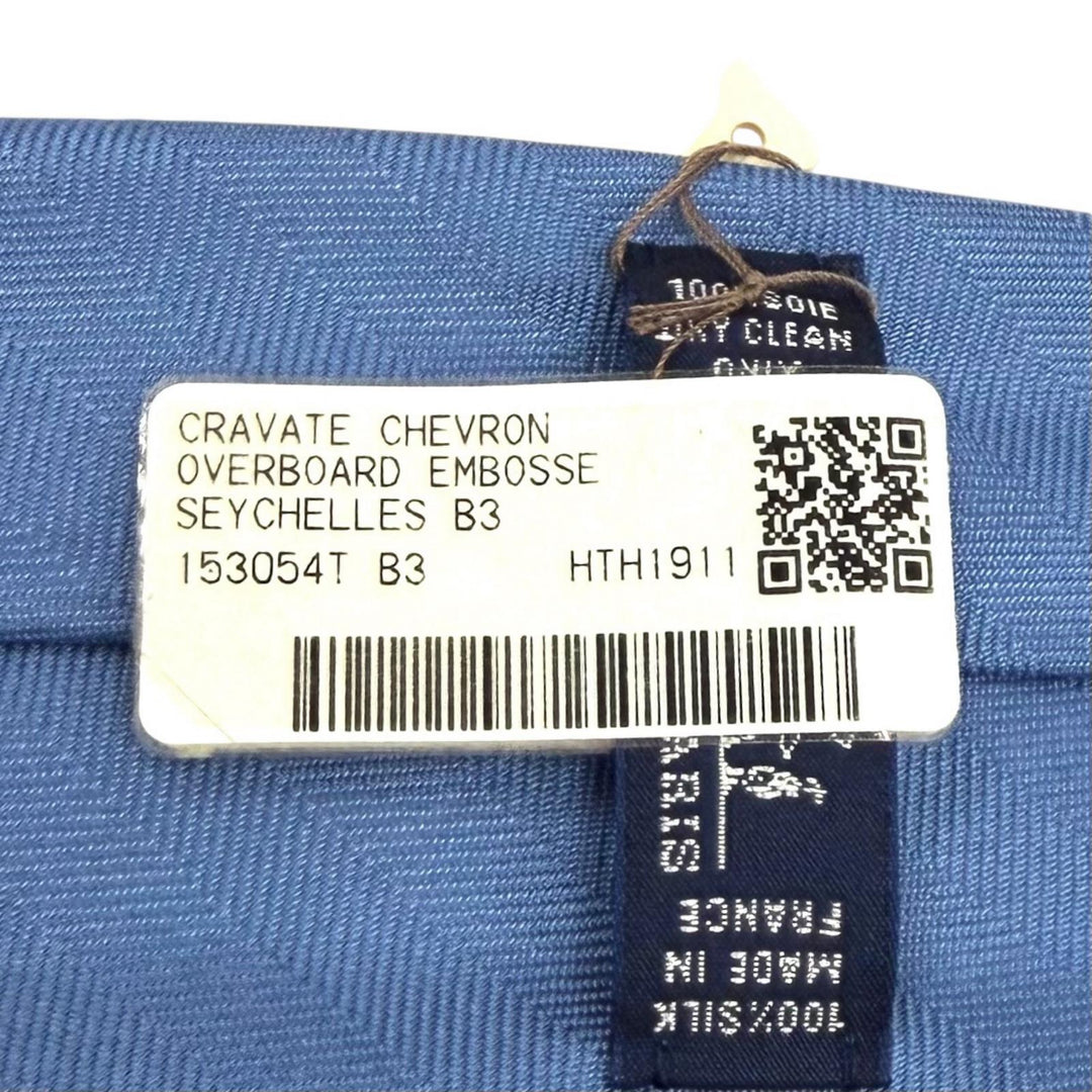 未使用品★HERMES エルメス シルク100% SEYCHELLES Hロゴ シェーヌダンクルエンボス ネクタイ 仏製 メンズ ビジネスオススメ◎ 箱付き